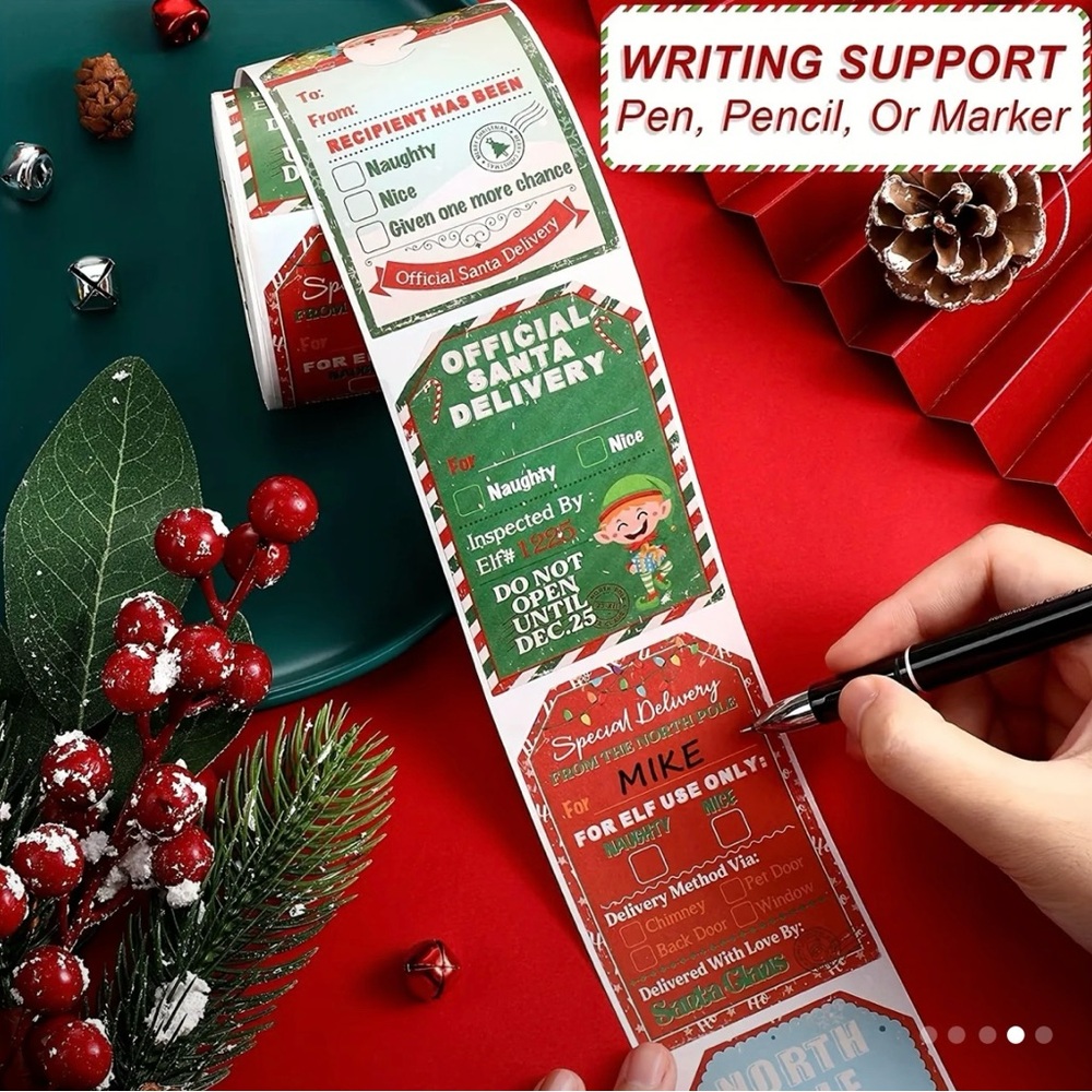 Roll of 200 Large Christmas Special Delivery from North Pole Sticker Tags - Picture 3 of 5